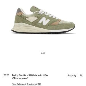 New Balance 998 Made in USA Olive Green Sneakers